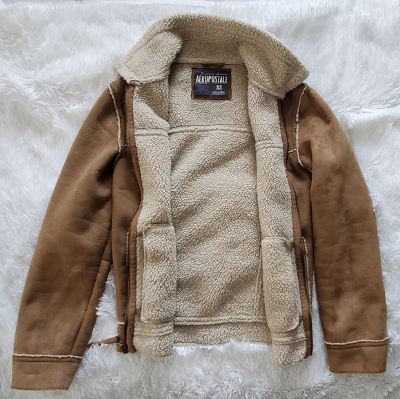 Aeropostale X-Small Faux Sheep Shearling Fleece Jacket - Excellent Condition - Picture 2 of 9